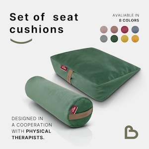 Small buckwheat roll and wedge pillow - the perfect chair cushion set - color Mossy Green