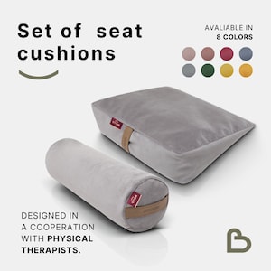 Buchweizen Sitzkissen SET - Keilkissen + Kleine Rolle - Cloudy Grey - Be Classic