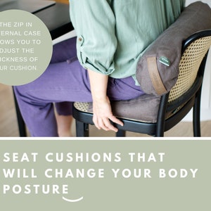 Seat cushion set 100% linen - natural, eco, vege - with care for your health - Small Roller + Wedge - Brown Linen