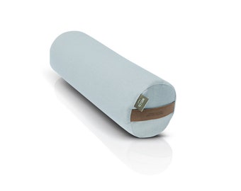 Kleine Buchweizenrolle -Celeste Blau- Kissen mit natürlicher Füllung, Waschbarer Leinen&Baumwolle Bezug, Nackenkissen, Rücken Stützkissen