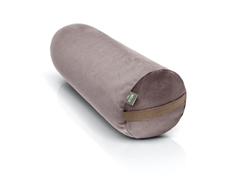 Large Organic Bolster Pillow in Brown Linen - Eco-Friendly Buckwheat Filling, Washable Cover