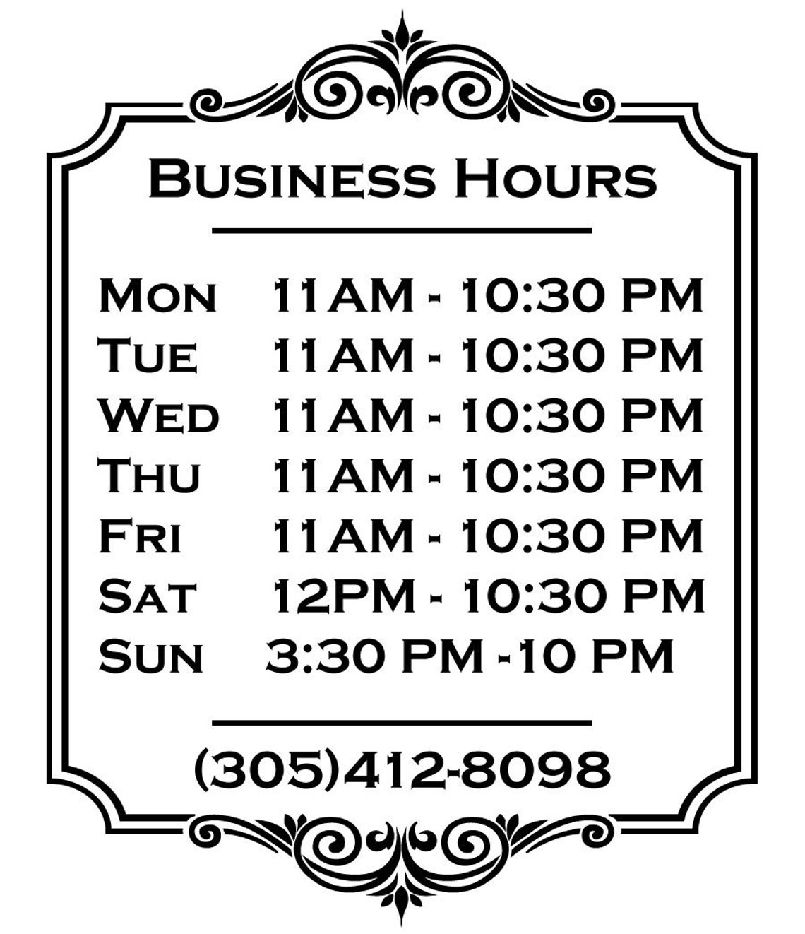 Business Open Hours Store Open Hours Decal Vinyl Sticker Etsy
