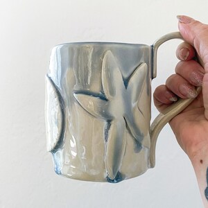 Vintage Handmade Seashell Beach Boho Pottery Mug