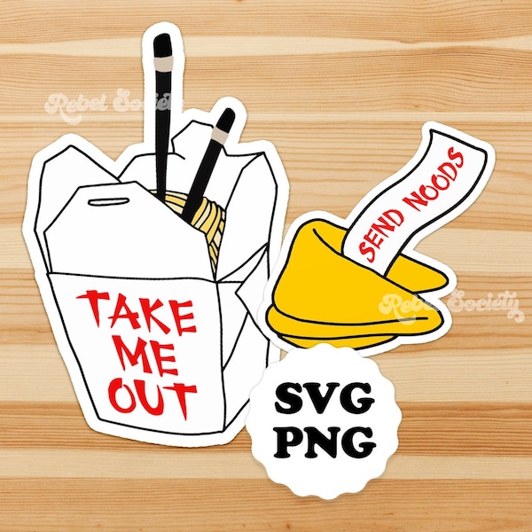 SVG - PNG Chinesischer Takeout Box Glückskeks T-Shirt Aufkleber Design Senden Sie Noods Nudel Liebhaber Geschenk Lustiges Kawaii Shirt Design