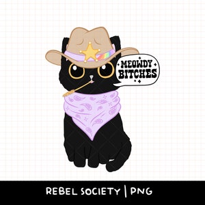 Cowboy schwarze Katze PNG Western Kaktus Cowboyhut Texas Merch Ästhetik Trendy Texas PNG Beliebte Texas PNG Hemden Aufkleber