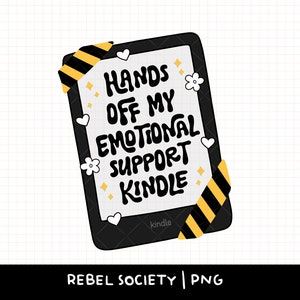 Hände weg von meiner emotionalen Unterstützung Kindle PNG Aufkleber Design Trendy PNG Heiße Mädchen lesen Brand Lesezeichen BookTok Aufkleber Tshirt Design E-Reader