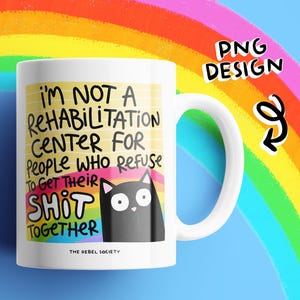 Boundaries Black Cat PNG Mental Health Therapy Humor Healing Journey PNG Introvert, Toxic People Trendy Hand Illustrated Sticker Design image 2