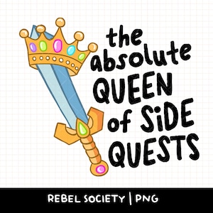 Drottning av sidouppdrag ADHD överstimulerad PNG Trendig sarkastisk T-shirt söt populär klistermärkesdesign ångestfylld förlamande ångest övertänkande