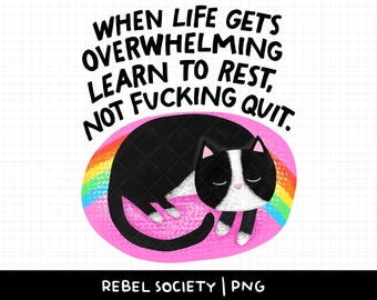 When Life Gets Overwhelming PNG Mental Health Awareness Stressed Anxious Anxiety Depression Sticker Design Trendy PNG Popular Motivational