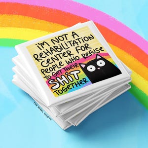 Boundaries Black Cat PNG Mental Health Therapy Humor Healing Journey PNG Introvert, Toxic People Trendy Hand Illustrated Sticker Design image 5