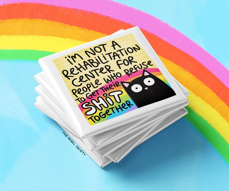 Boundaries Black Cat PNG Mental Health Therapy Humor Healing Journey PNG Introvert, Toxic People Trendy Hand Illustrated Sticker Design image 5