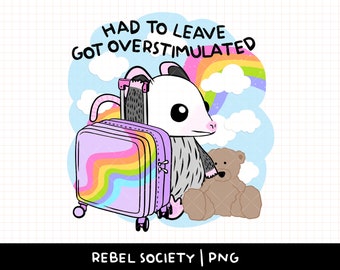 Reizvolles Opossum PNG Tote Innen Trendy T-Shirt Snarky Niedlich Beliebte Aufkleber Designs Ängstlich Angst Overthinking Dumpster Fire