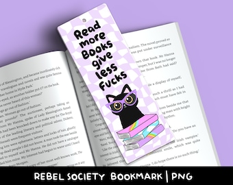 Lesen Sie mehr Bücher Give Less Fakes LESEZEICHEN PNG Snarky schwarze Katze Trendige Lesezeichen Bookish Lesezeichen Reading Smut sarkastisches kreatives Design