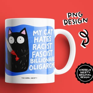 黒猫 民主主義の崩壊 PNG ステッカー デザイン ファシスト 億万長者 オリガルヒ 猫 活動主義 人種差別 人種差別主義者 トランプ イーロン マスクをファック 画像 3