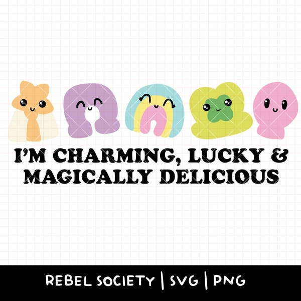 Kawaii Lucky Charms Cereal Marshmallows You're My Lucky Charm SVG - PNG Magically Delicious Trendy St. Patrick's Day Lucky to Have You