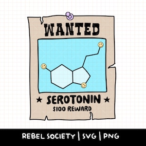 Wanted Serotonin Poster SVG Serotonin Deficiency Club Trendy SVG Serotonin is Store Bought Mental Health Awareness End the Stigma