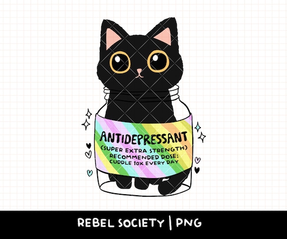 Cat Antidepressant PNG, Trendy PNG Sticker Shirt Designs Mental