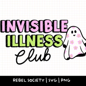 Club de la maladie invisible SVG tendance SVG Fantôme mignon fantôme chauves-souris normaliser la thérapie Neurodivergence Neurodiversité TDAH Dépression Anxiété SVG