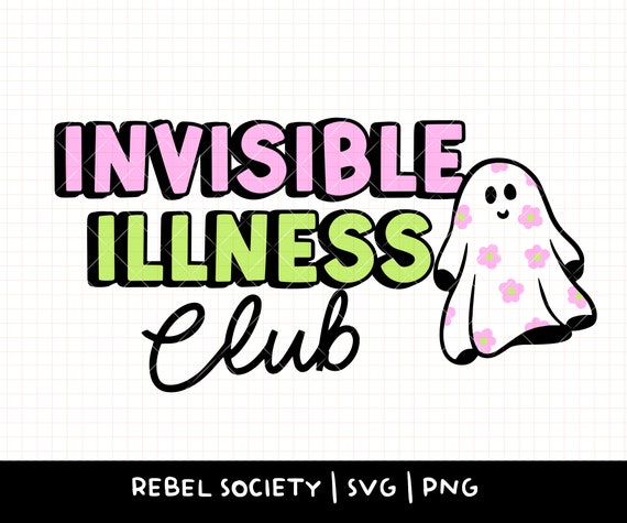 Invisible Illness Club SVG Trendy SVG Ghost Cute Ghost Bats Normalize Therapy Neurodivergent Neurodiversity AdHD Depression Anxiety SVG
