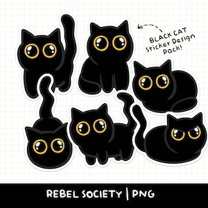 Gato Preto Chonky PNG Cat Lady T-shirt Sticker Design Popular Trendy Designs Gato Preto Pet Mais Gatos, Cat Lady Sem Filhos Mãe de Gato Eu amo Gatos