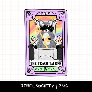 El mapache hablador de basura Carta del tarot PNG Chisme Pentagrama Pentáculo Brujería Bruja Brujería Linda Pegatina Camiseta Taza Diseños Arcanos mayores