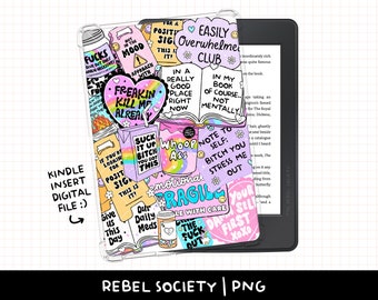 Kindle Case Collage Style INSERT PNG file - Printable E-Reader File Kobo Smut Book Lover Kindle Girlie 4 Sizes Bookish Kindle Stickers