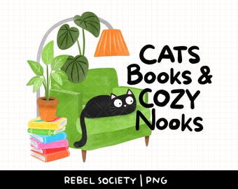Stay Home with My Cat PNG Cozy Reading Season Bookish PNG Books Cats Cat Fall Autumn Kindle Sticker Designs Trendy PNG Smut Book Design