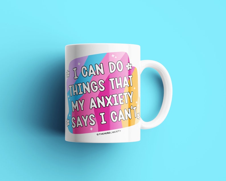 Anxiety SVG, Trendy SVG, I Can Do Hard Things, Mental Health Awareness Be Kind To Your Mind Rainbow Retro Flowers Anxious Trendy SVG Designs image 2