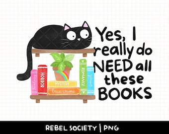 Bookish Black Cat Book Lover PNG Cozy Reading Season Books Cats Cat Cute Kindle Sticker Designs Trendy PNG Smut Book Design Book Addict Read