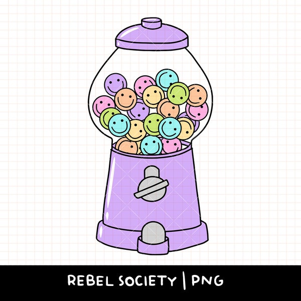 Smiley Gumball Machine PNG, Trendy PNG, Cute PNG Designs Retro Smiley Faces Happy Face Gum Ball Machine