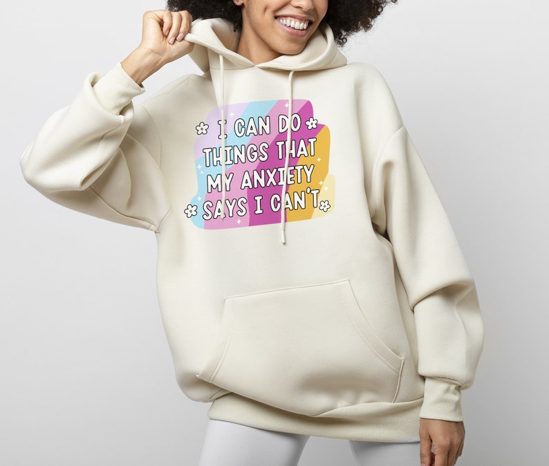 Anxiety SVG, Trendy SVG, I Can Do Hard Things, Mental Health Awareness Be Kind To Your Mind Rainbow Retro Flowers Anxious Trendy SVG Designs image 3