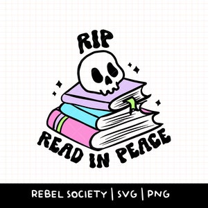 RIP, lecture en paix SVG Death by TBR Endless TBr Reading Trendy SvG Skull Tombstone Ghosting You for Books Book Nerd Cute Sticker Designs
