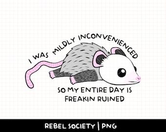 Leicht belästigtes deprimiertes Opossum, das tot PNG trendiges T-Shirt Snarky niedliche populäre Aufkleber-Designs ängstlich Af Angst psychische Gesundheit spielt
