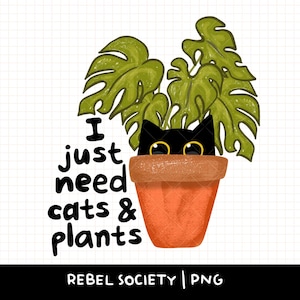 Gatos e Plantas PNG Gatos Pretos Gatinho Antidepressivo Trendy PNG Desenhos de Camisetas Populares Serotonina Casa Planta Adesivo PNG Gato Senhora Planta Senhora