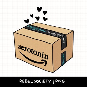 Het is oké als je serotonine in de winkel is gekocht, png Serotoninedeficiëntie Club Angst Geestelijke gezondheid Amazon-pakket Winkelen is mijn therapie