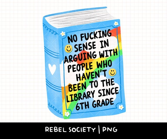 Bookish Library PNG Snarky Sarcastic Cougar Puberty Overstimulated Gen X Trendy Hand Illustrated Sticker Design Instant Download