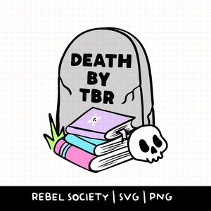 Death by TBR PNG Endless TBr PNG Geister lesen Trendy Png läuft auf Eiskaffee und Angst RiP Tombstone Ghosting Sie für Bücher, Buch-Nerd