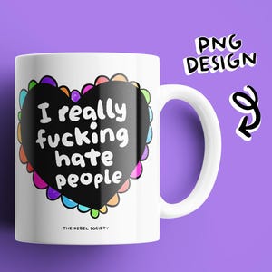 Eu odeio pessoas PNG PNGs populares da moda Designs de adesivos fofos Design de camiseta introvertida Seletivamente social Introvertido Foda-se Engraçado