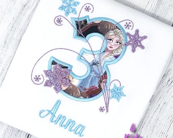 Frozen Embroidered Birthday Shirt, Elsa Birthday Shirt, Girls Birthday Shirt, Frozen 2 Shirt, Custom Made Shirt