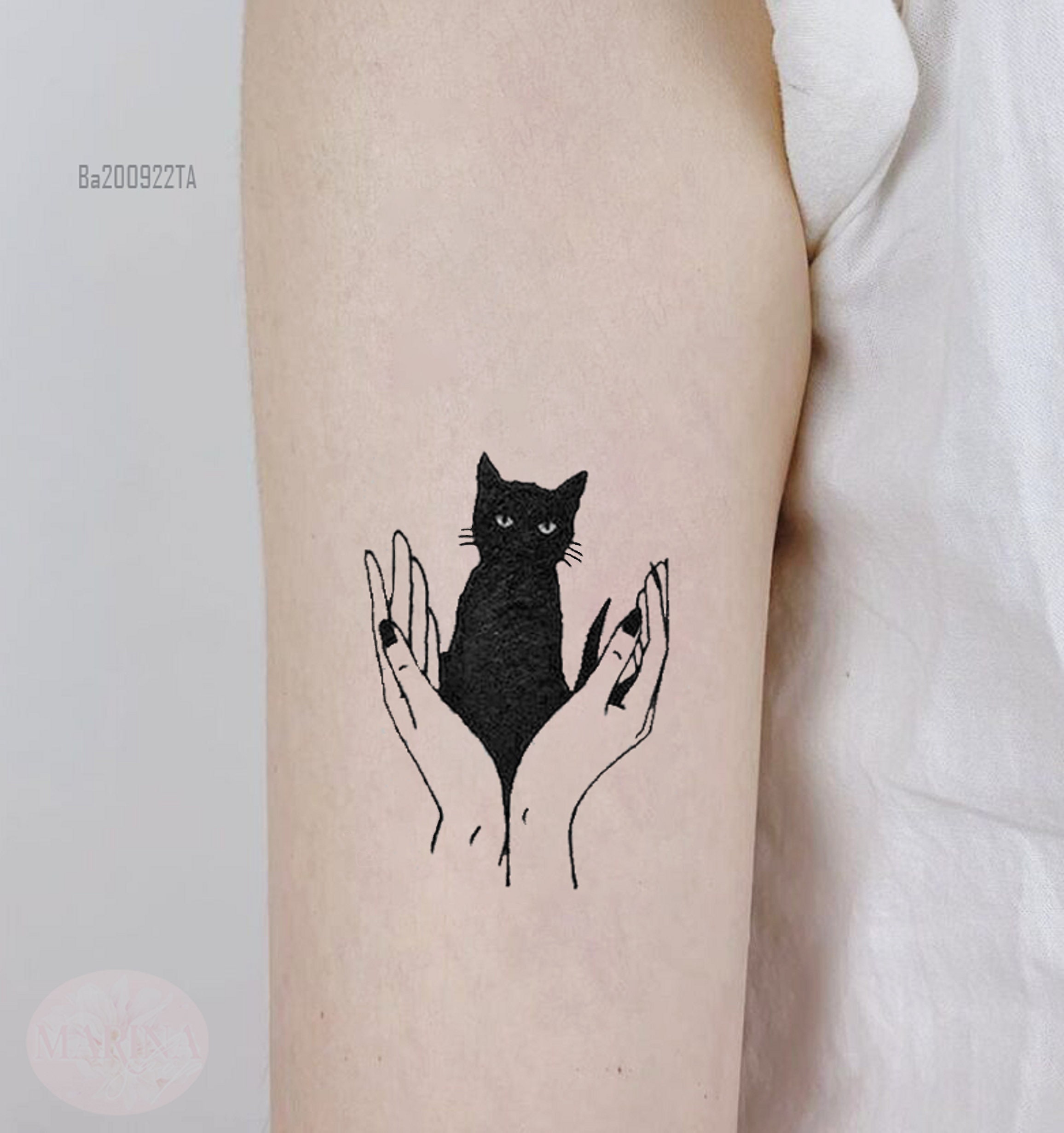 Cute Black Cat Flower Cartoon Temporary Tattoo Tatto Arm Body Art  Waterproof Realistic Transfer Fake Tatoo Sticker for Woman Men    AliExpress Mobile