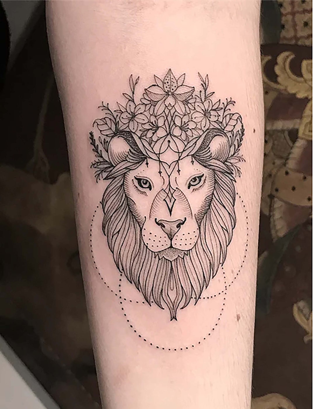 Large Arm Sleeve Tattoo Lion Crown Waterproof Temporary Men Tattoo Punk Lad  - Etsy