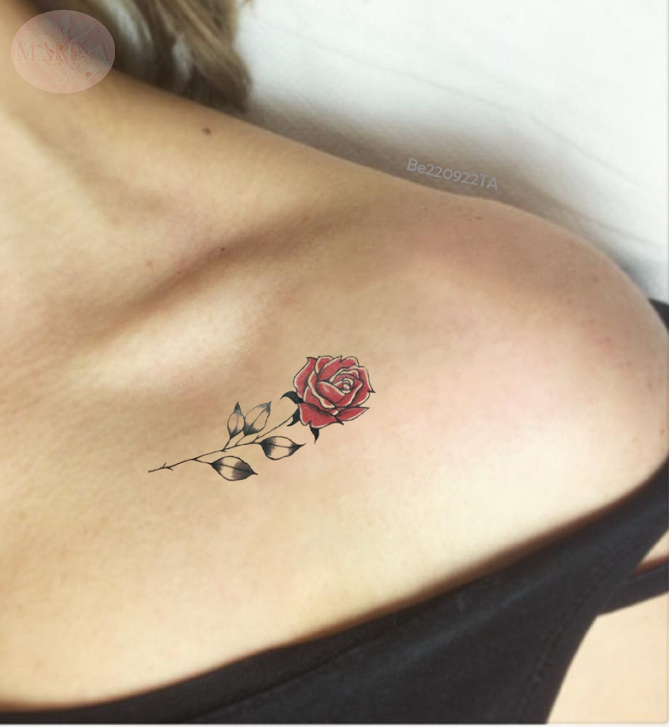 Red Vintage Rose  Realistic Temporary Tattoo  TattooIcon