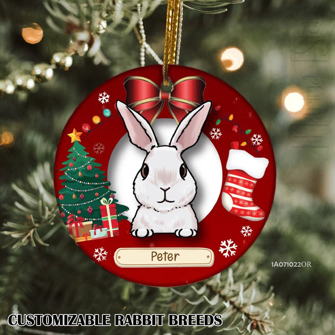 Personalized Rabbit Ornamentcustom Bunny Ornamentrabbit Lover Giftpet Ownerchristmas Gift