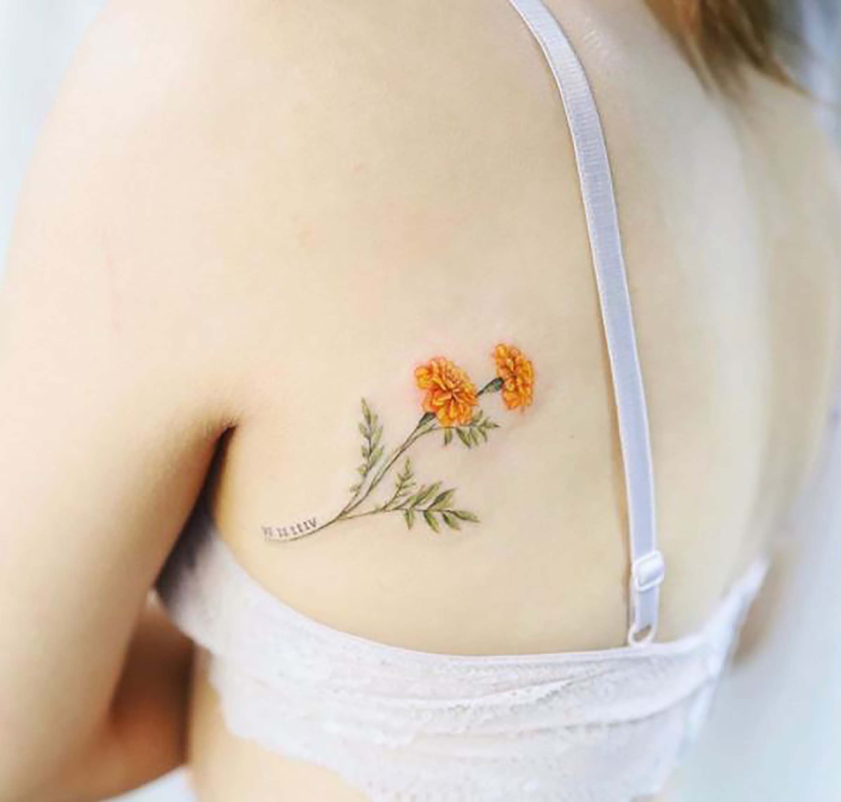 Floral Perfection Temporary Tattoo Orange Floral Bouquet Temp  Etsy