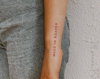 Made In Heaven Temporary Tattoo-Sexy Girly Fake Tattoo-Minimalist Tattoo  For Girl Woman-Gen Z Temporary Tattoo-Aesthetic Tattoo-Text Tattoo