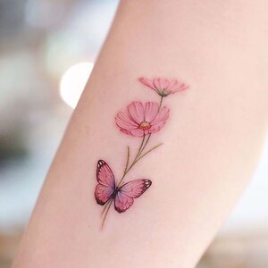 Dreamy Pink Butterfly Temporary-butterfly and Flower Temporary Tattoo-minimalism  Butterfly Fake Tattoo-girly Tattoo-pink Girl Tattoo-tattoo - Etsy