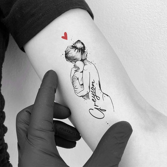 Maman et bébé main tatouage temporaire, enfant maman amovible faux  tatouage, cadeau pour maman, grand-mère, fille, fils, cadeau de tatouage  minuscule