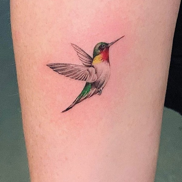 Tatuaje temporal de colibrí colorido / Tatuaje pequeño / Regalo del día de la madre para mamá / Tatuaje impermeable Tatuaje removible / Tatuaje para mujer