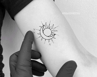 Sun And Moon Tattoo Etsy