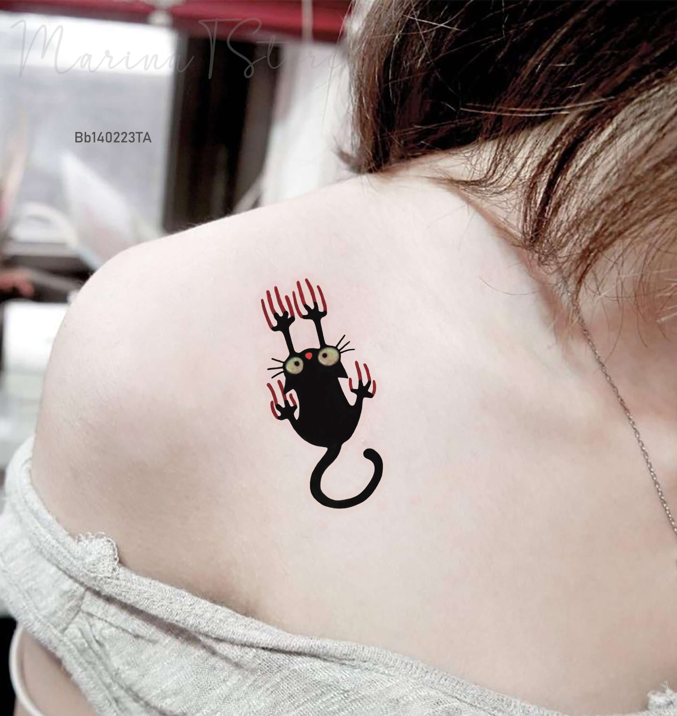 Small Cute Black Cat Temporary Tattoo Ideas Bad Kitty - Etsy Australia